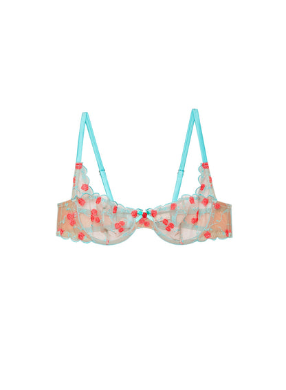 Mint Rose & Vine Embroidery Balconette Bra | Fleur du Mal
