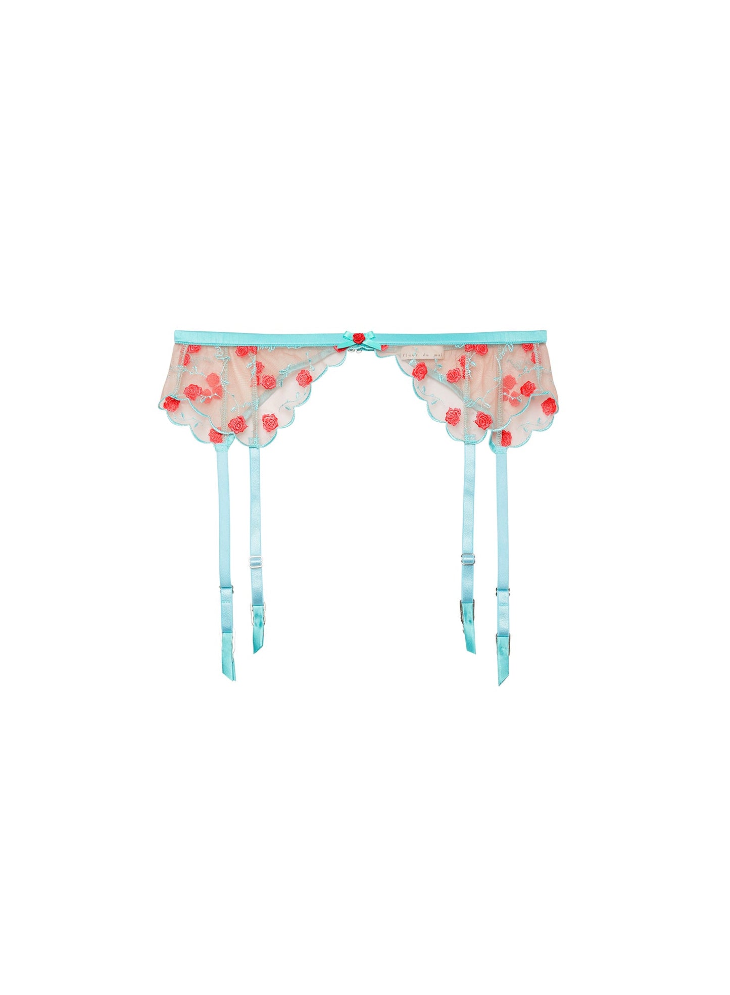 Mint Rose & Vine Embroidery Garter Belt | Fleur du Mal