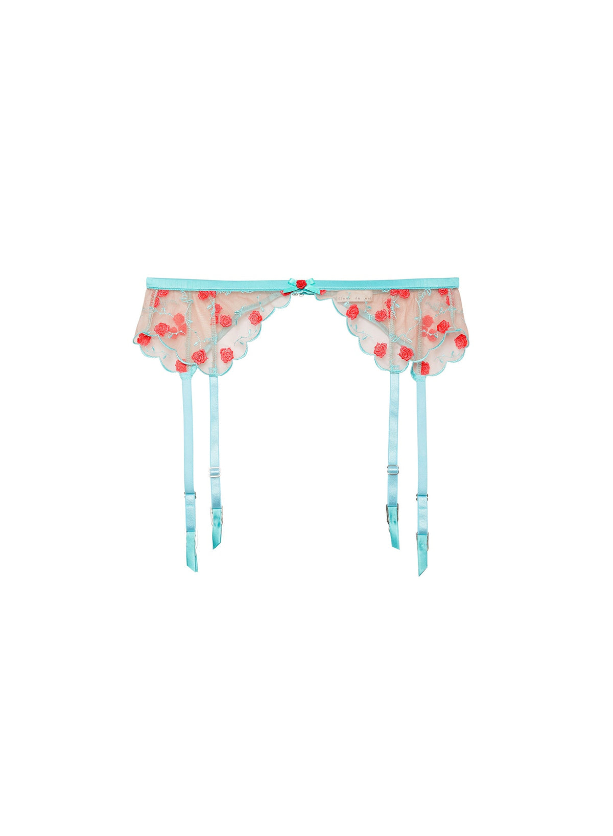 Mint Rose & Vine Embroidery Garter Belt | Fleur du Mal