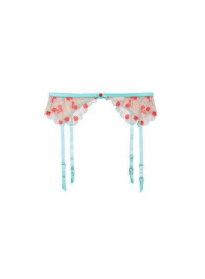 Mint Rose & Vine Embroidery Garter Belt | Fleur du Mal