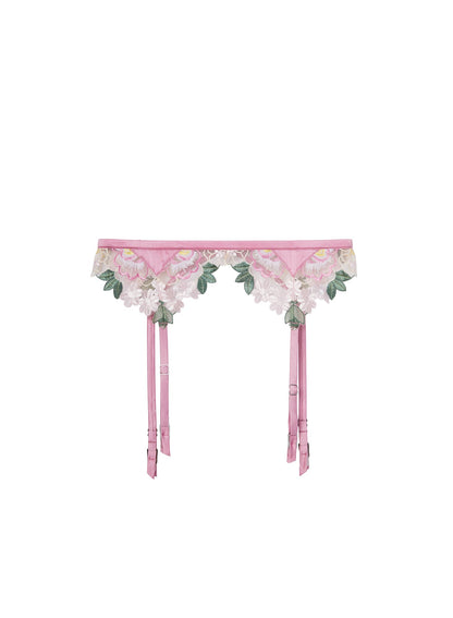 Light Pink Jardin Embroidery Garter | Fleur du Mal