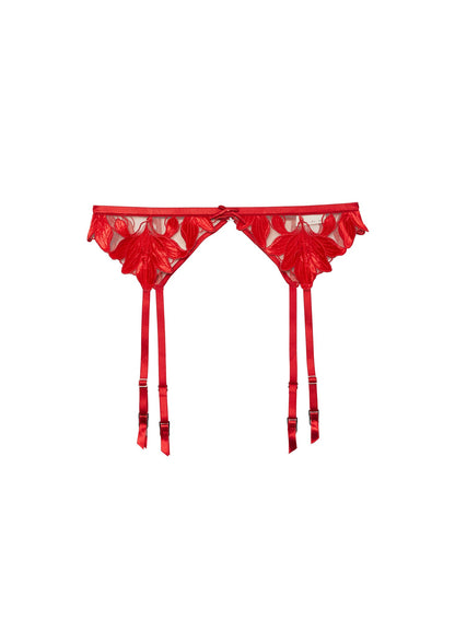 Red Lily Embroidery Garter Belt | Fleur du Mal