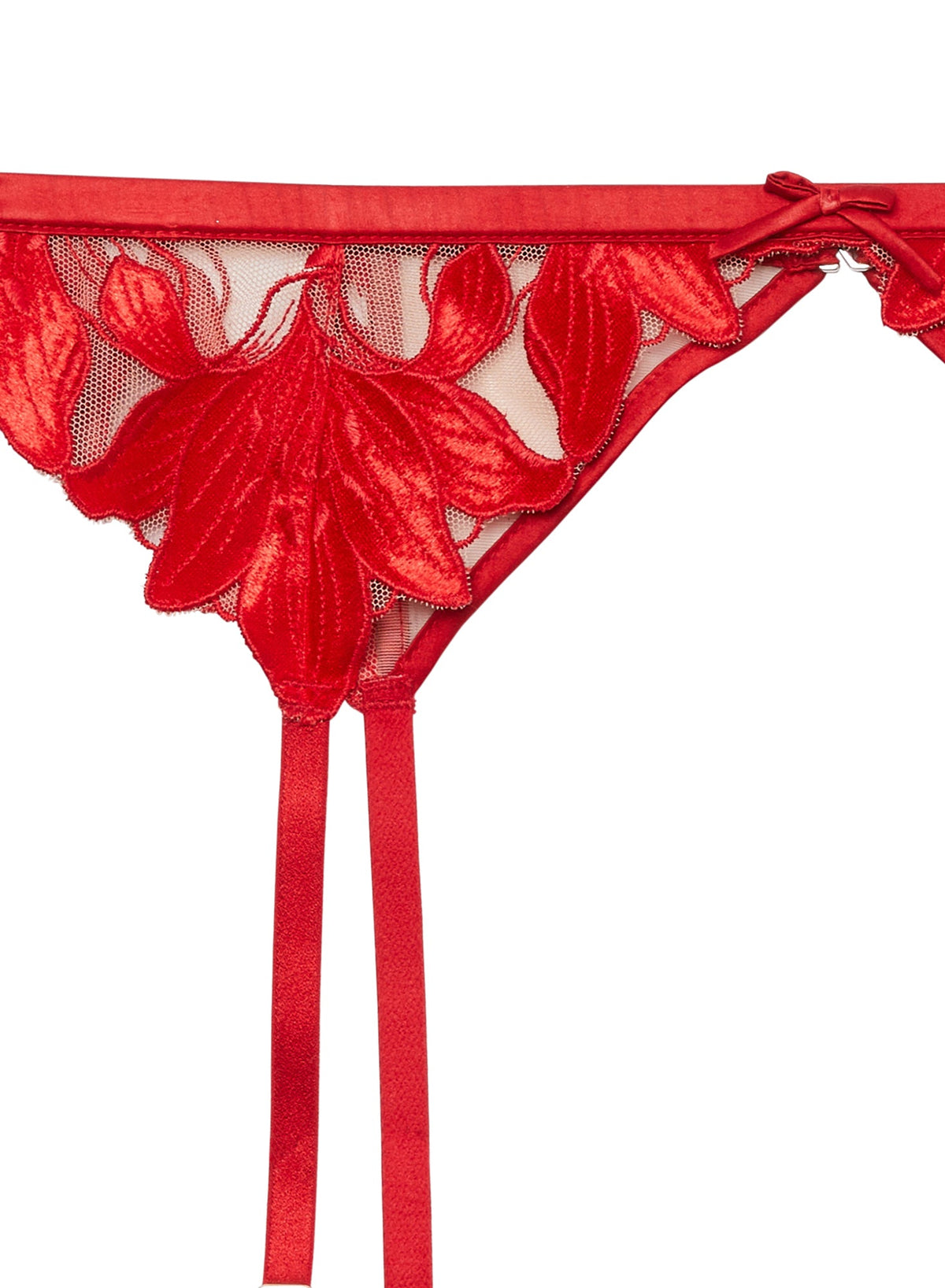 Red Lily Embroidery Garter Belt | Fleur du Mal