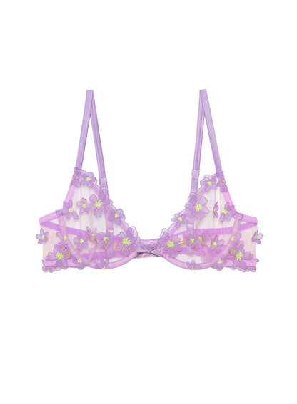 Lavender Petal Embroidery Demi Bra | Fleur du Mal