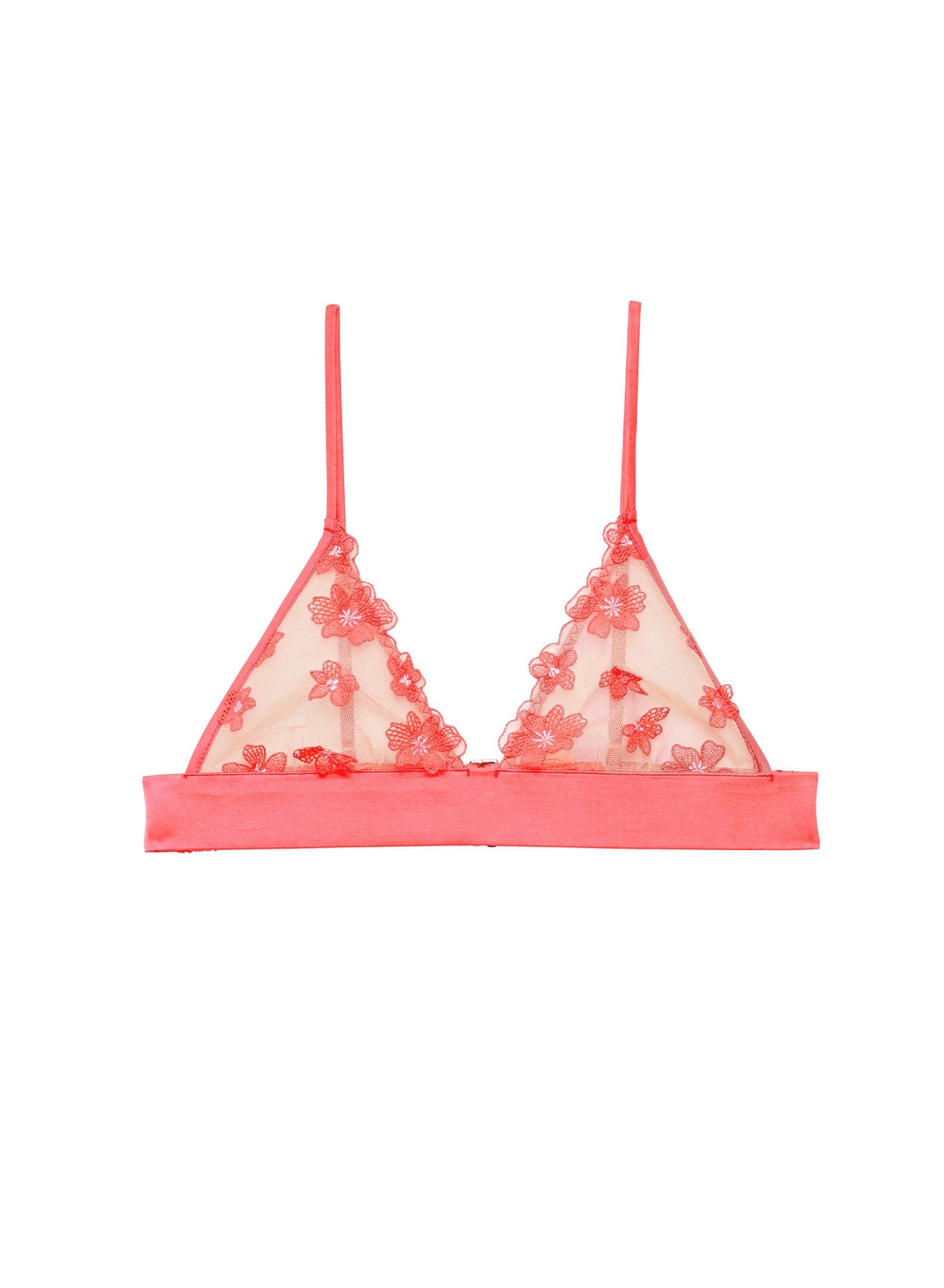 Neon Pink Petal Embroidery Triangle Bralette | Fleur du Mal