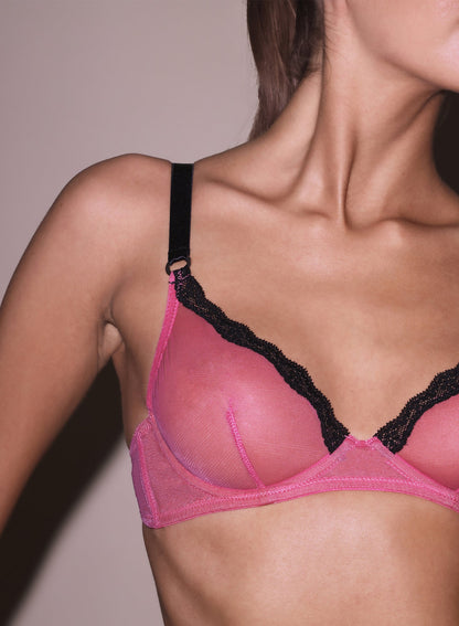 Pretty Pink Sheer Tulle Demi Bra | Fleur du Mal