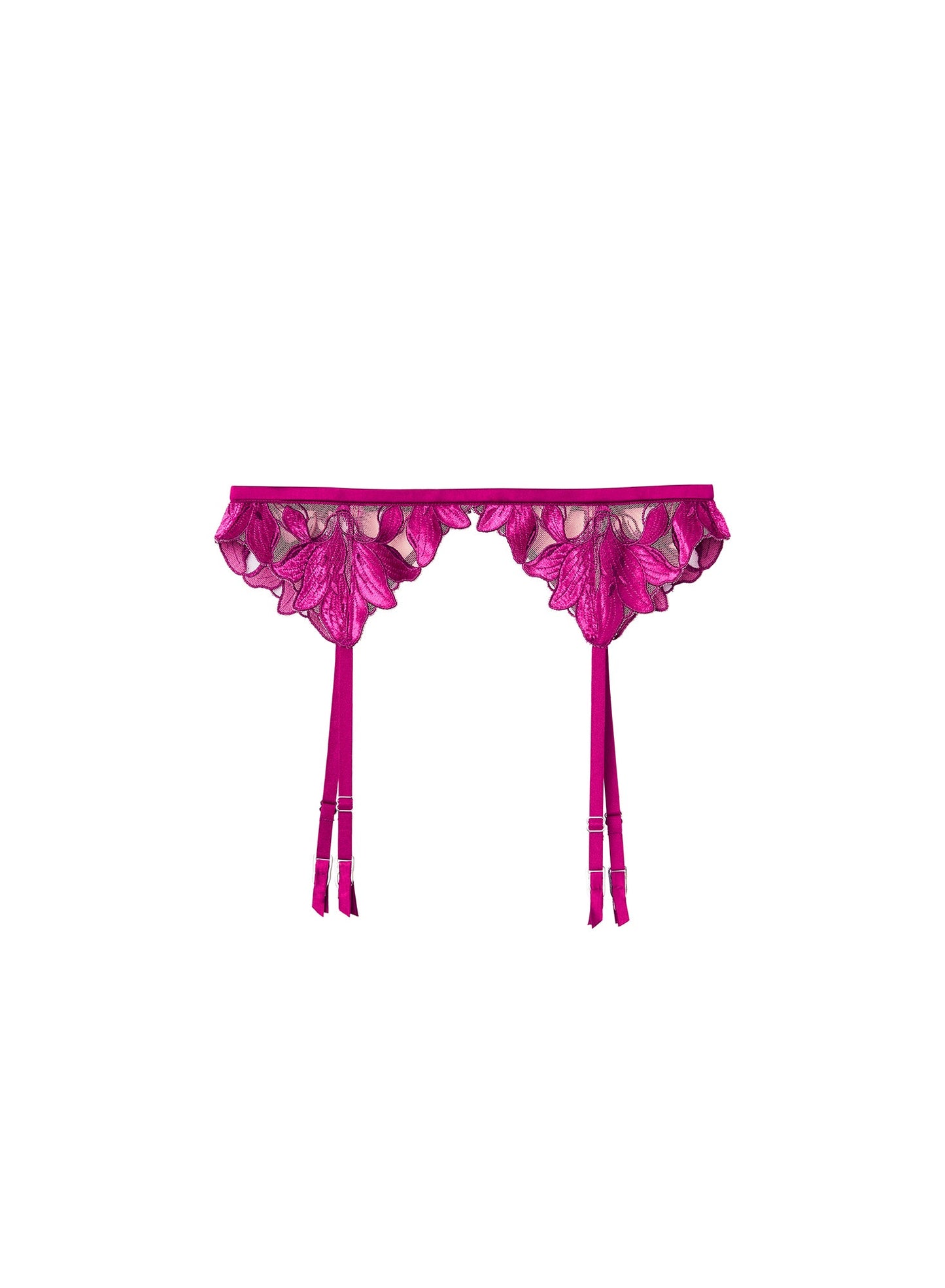 Magenta Lily Embroidery Garter Belt | Fleur du Mal