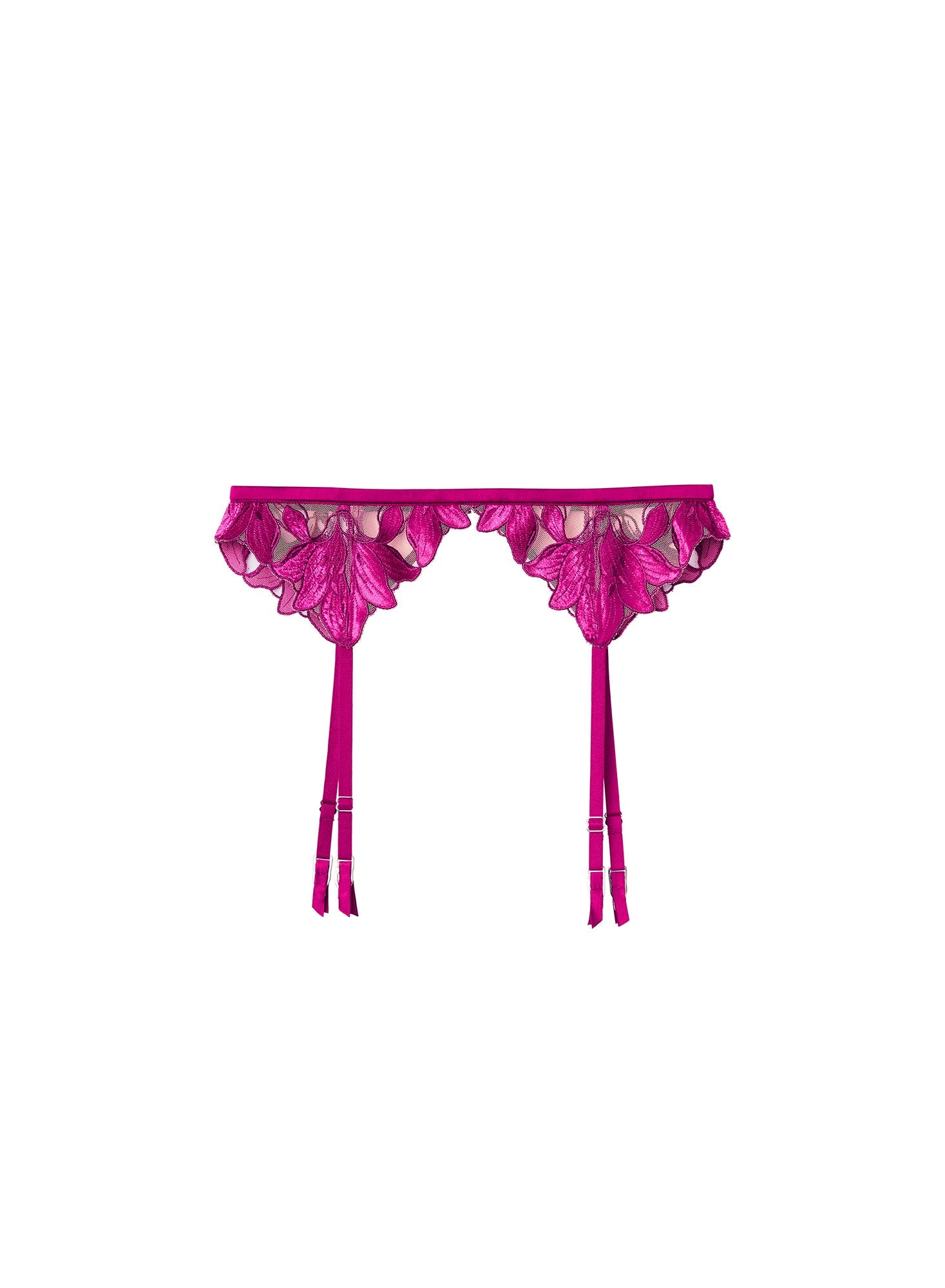 Magenta Lily Embroidery Garter Belt | Fleur du Mal