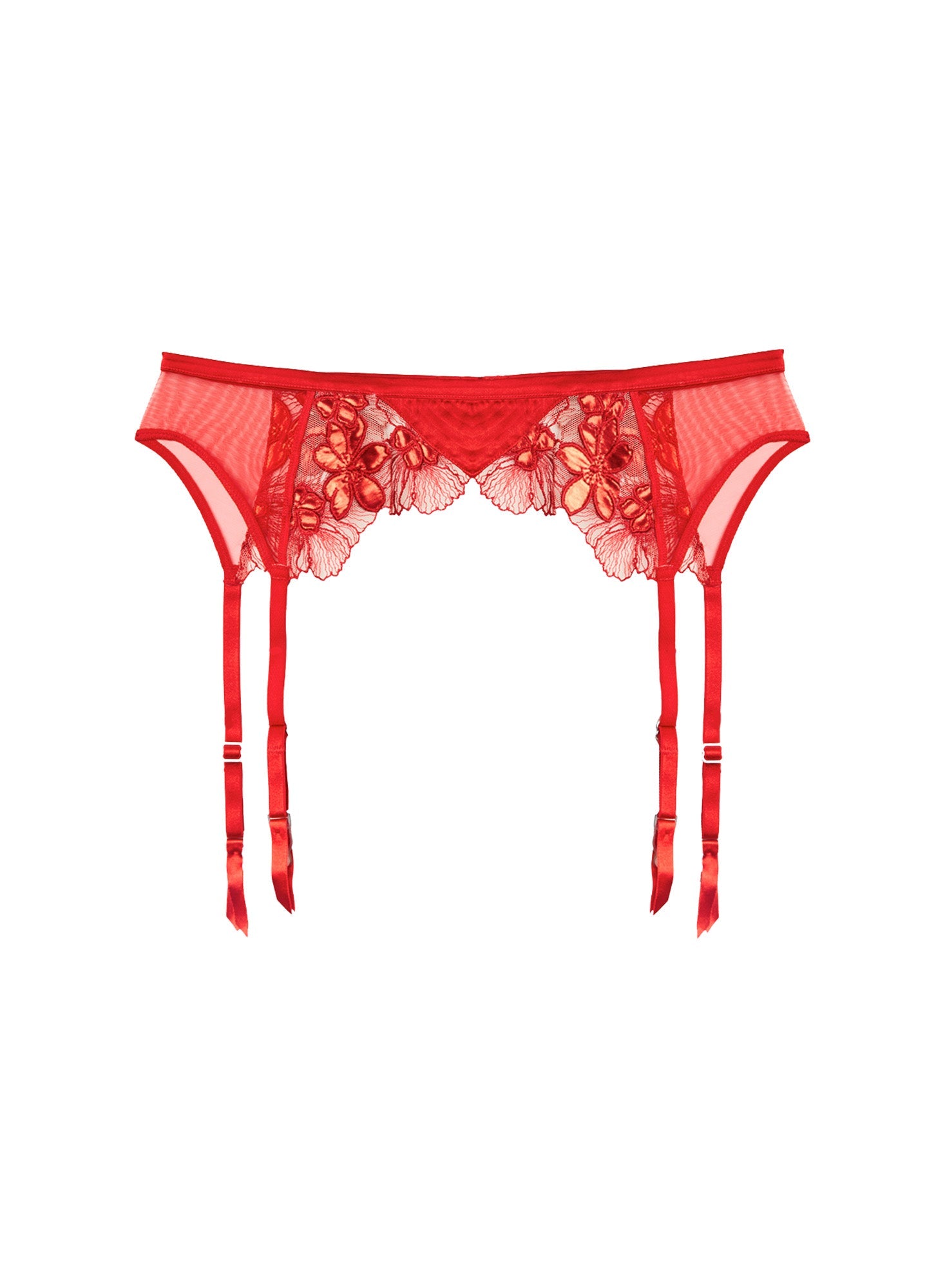 Red Violet Embroidered Garter Belt | Fleur du Mal