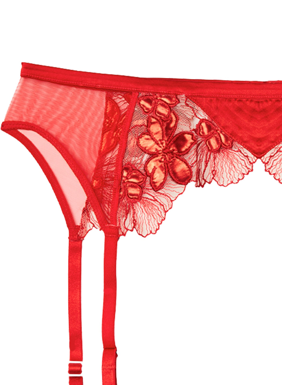 Red Violet Embroidered Garter Belt | Fleur du Mal
