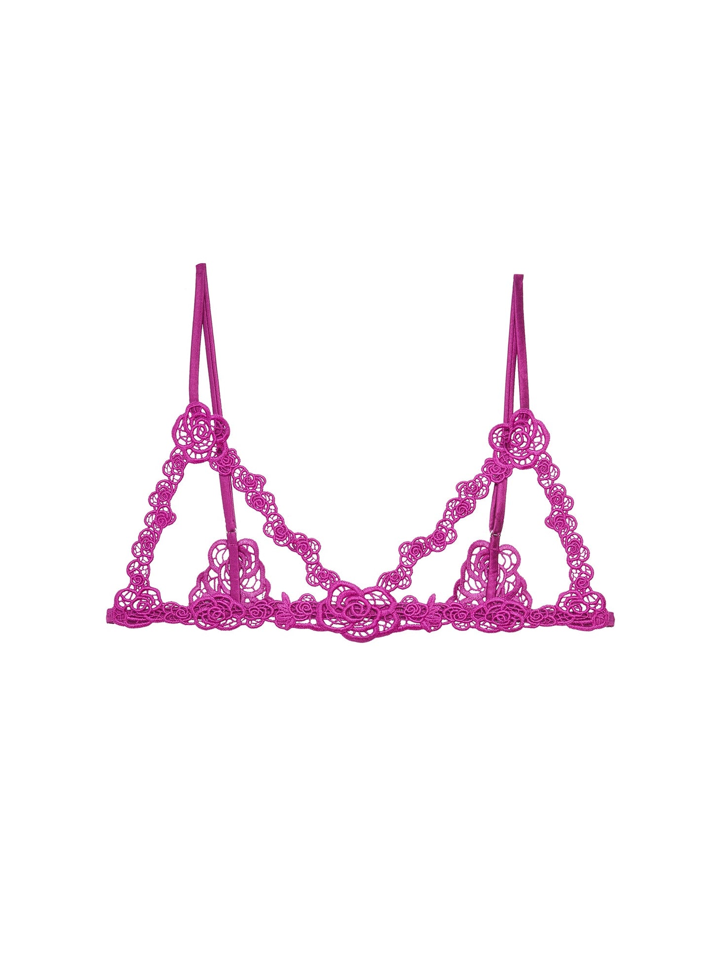 Deep Pink Fleur Guipure Ouvert Bralette | Fleur du Mal