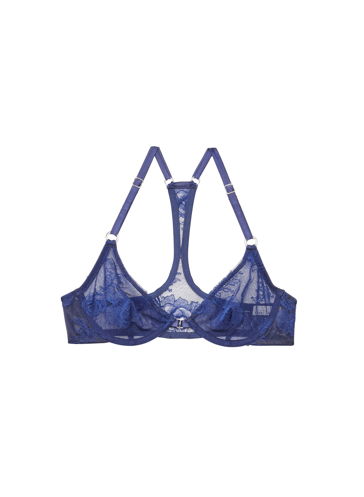 Navy Bouquet Lace Racerback Demi Bra | Fleur du Mal