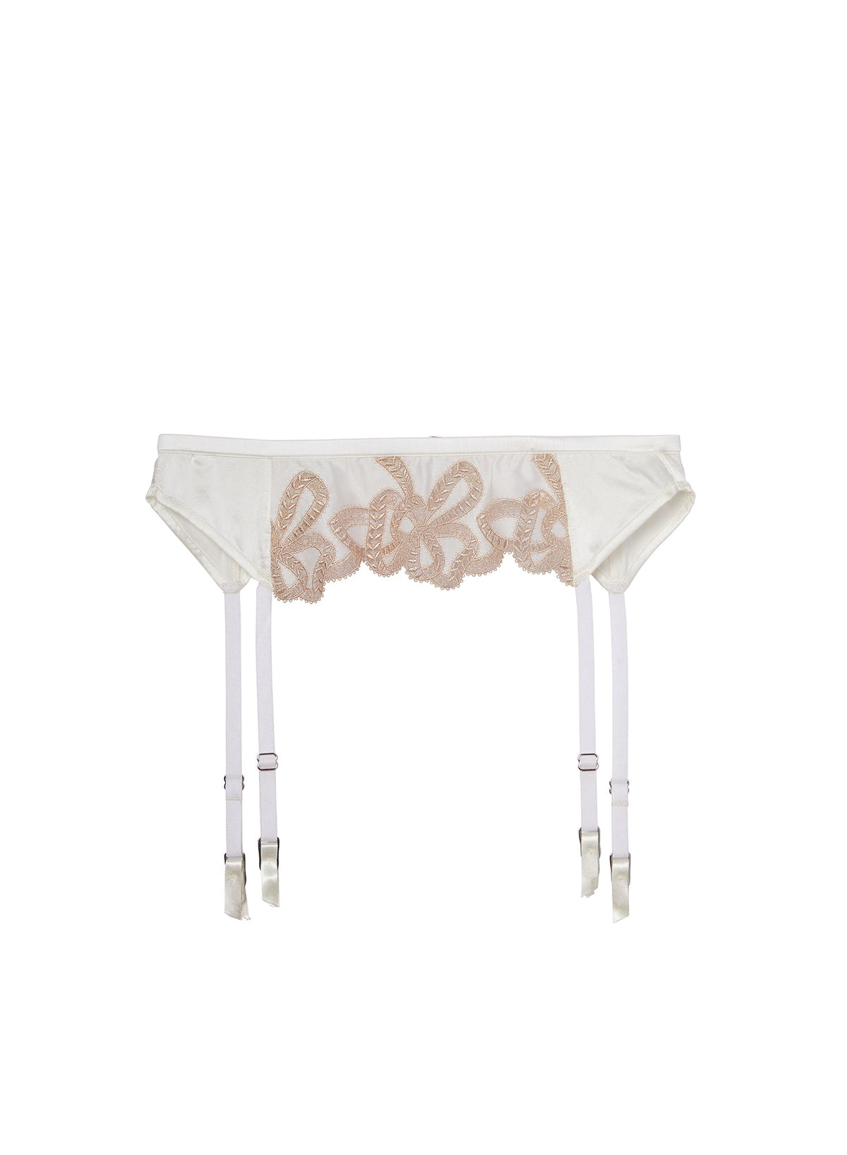 Ivory Bow Guipure Embroidery Garter | Fleur du Mal