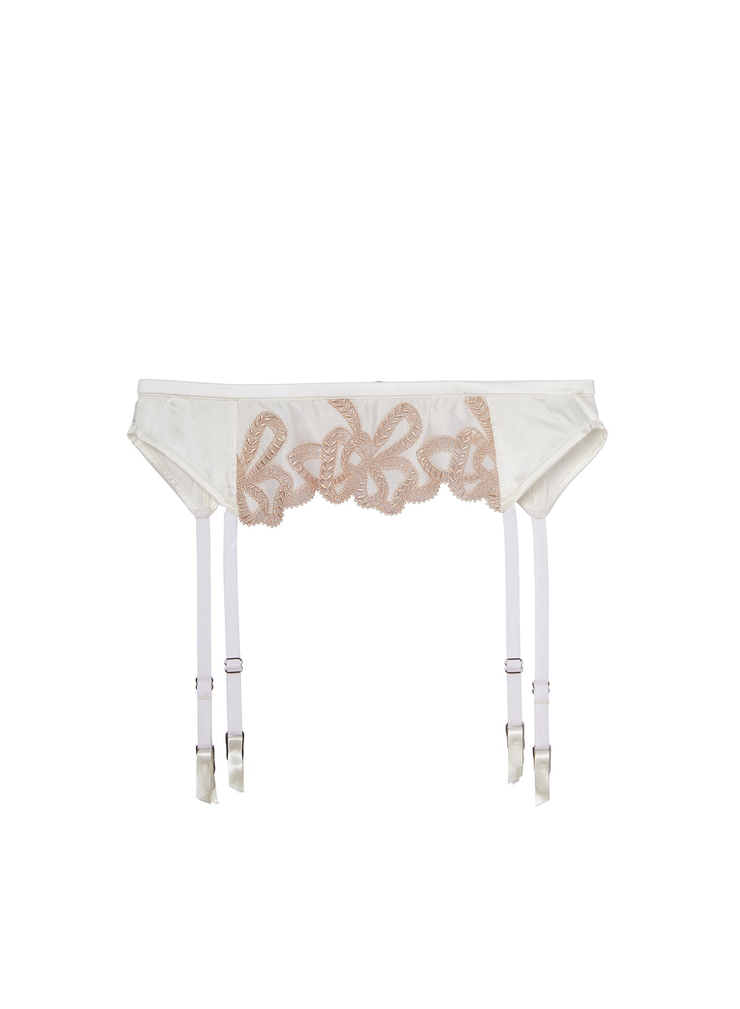 Ivory Bow Guipure Embroidery Garter | Fleur du Mal