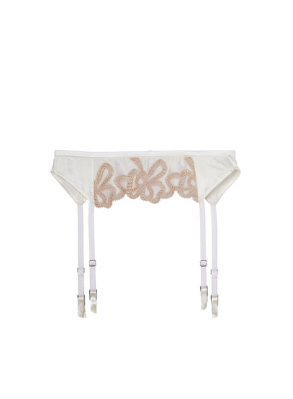 Ivory Bow Guipure Embroidery Garter | Fleur du Mal