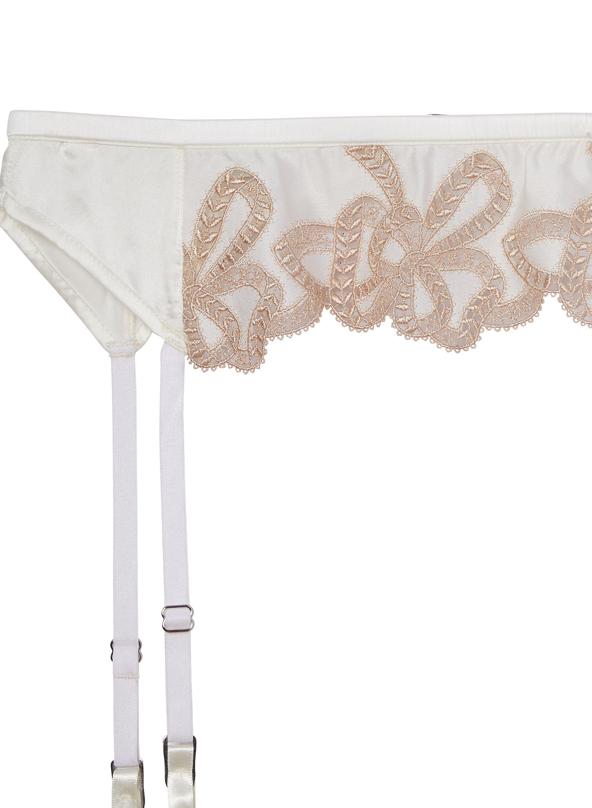 Ivory Bow Guipure Embroidery Garter | Fleur du Mal