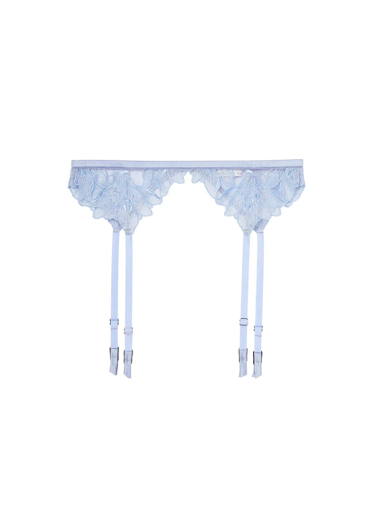 Light Blue Lily Embroidery Garter Belt | Fleur du Mal
