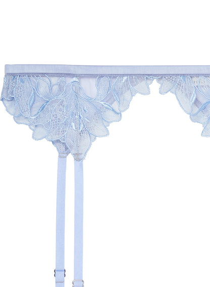 Light Blue Lily Embroidery Garter Belt | Fleur du Mal