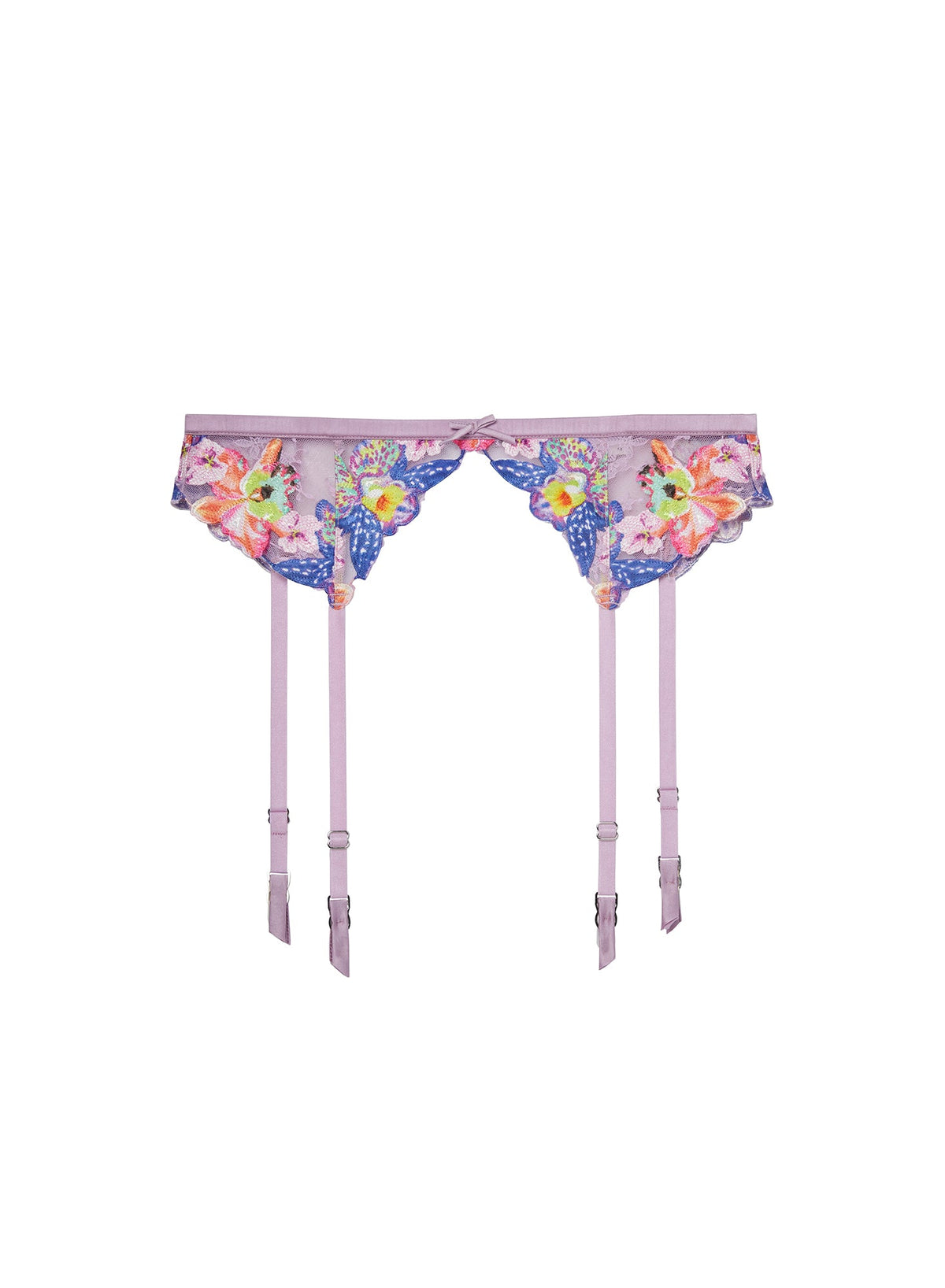 Lilac Orchid Embroidery Garter | Fleur du Mal