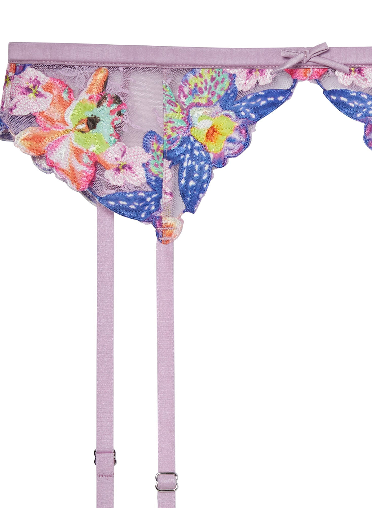 Lilac Orchid Embroidery Garter | Fleur du Mal
