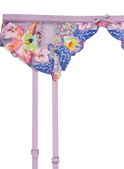 Lilac Orchid Embroidery Garter | Fleur du Mal