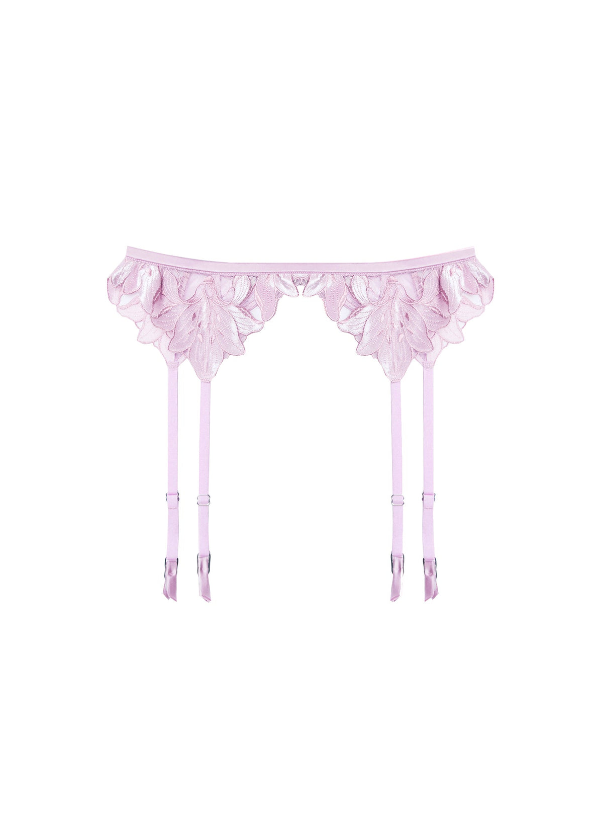 Light Pink Lily Embroidery Garter Belt | Fleur du Mal