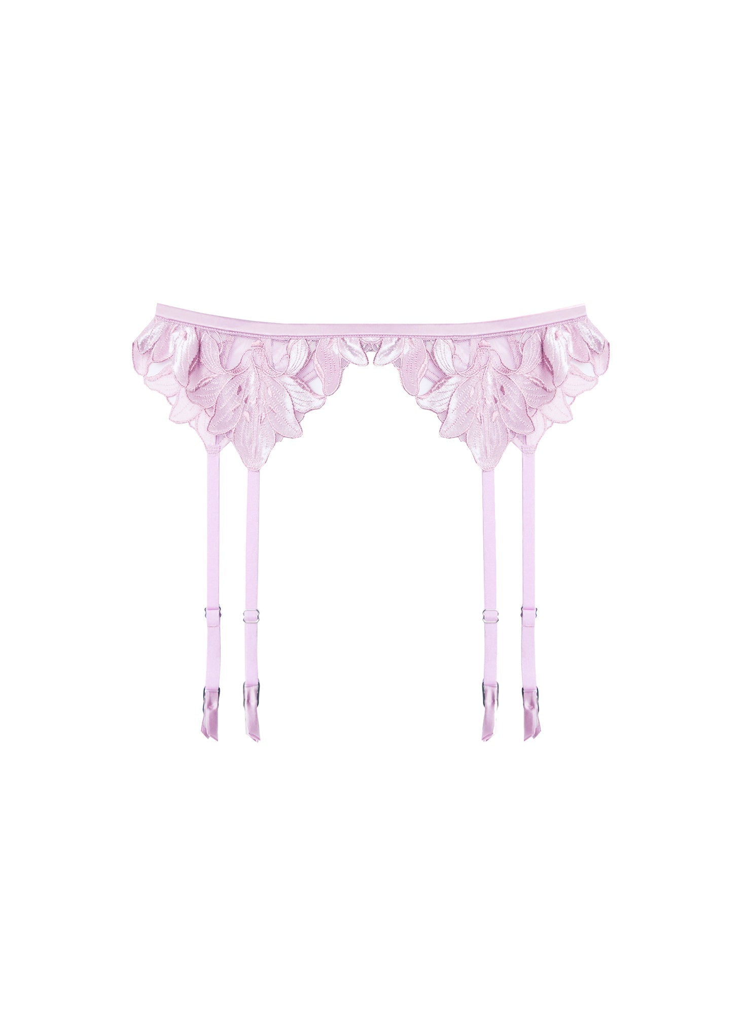 Light Pink Lily Embroidery Garter Belt | Fleur du Mal