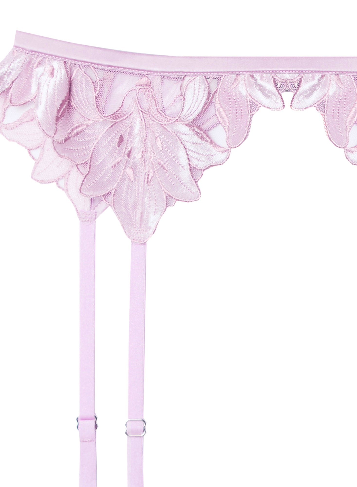 Light Pink Lily Embroidery Garter Belt | Fleur du Mal