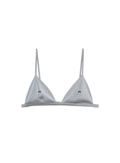 Silver Champagne Embroidered Luxe Triangle Bra | Fleur du Mal