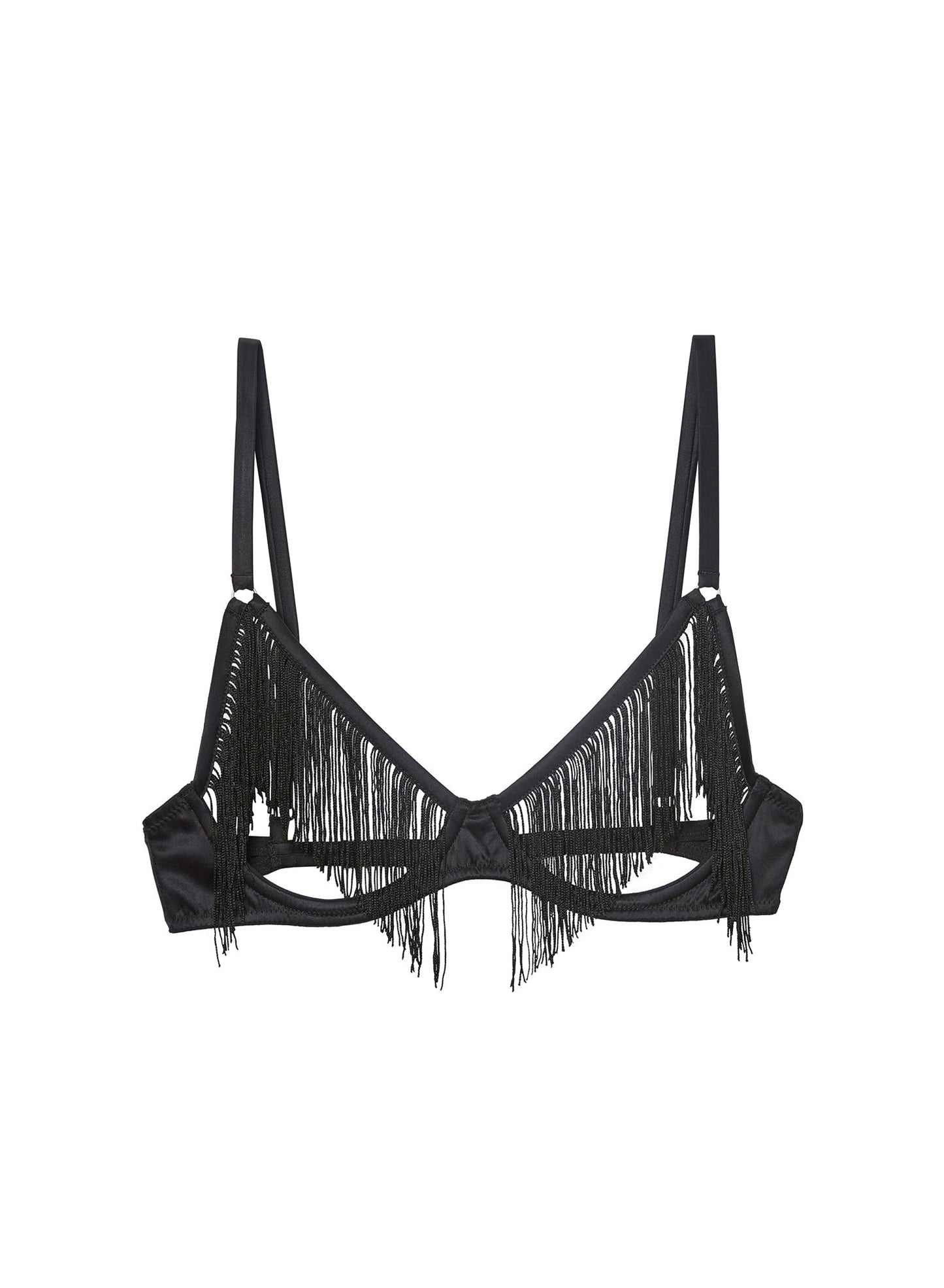 Black Fringe Ouvert Bra | Fleur du Mal
