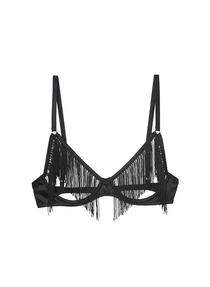Black Fringe Ouvert Bra | Fleur du Mal