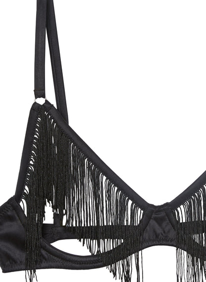 Black Fringe Ouvert Bra | Fleur du Mal