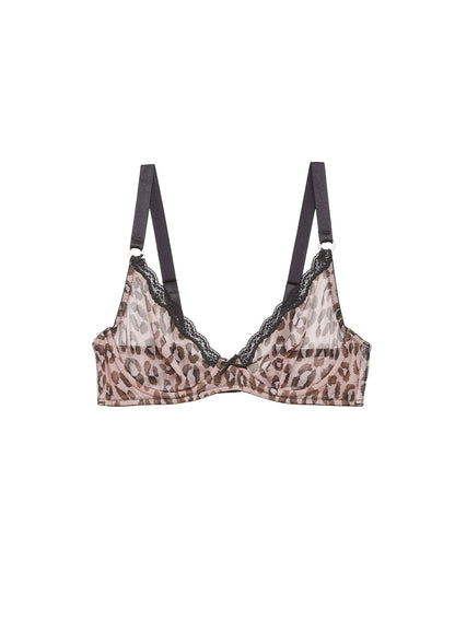 Leopard Print Sheer Tulle Demi Bra | Fleur du Mal