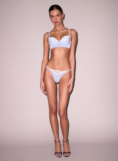 Stripe Sky Poplin Lace Cheeky | Fleur du Mal