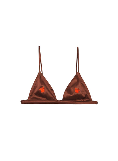 Cocoa Negroni Embroidered Luxe Triangle Bra | Fleur du Mal
