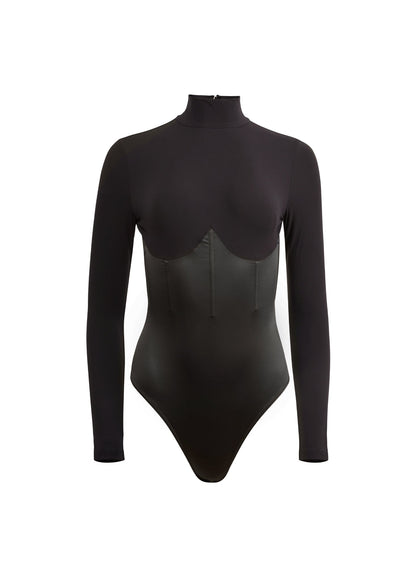 Black Mock Neck Long Sleeve Bodysuit | Fleur du Mal