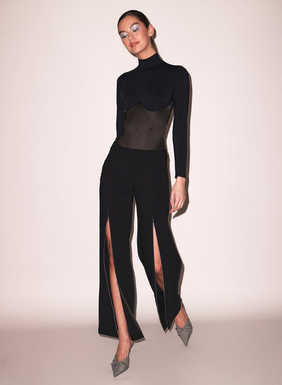 Black Mock Neck Long Sleeve Bodysuit | Fleur du Mal