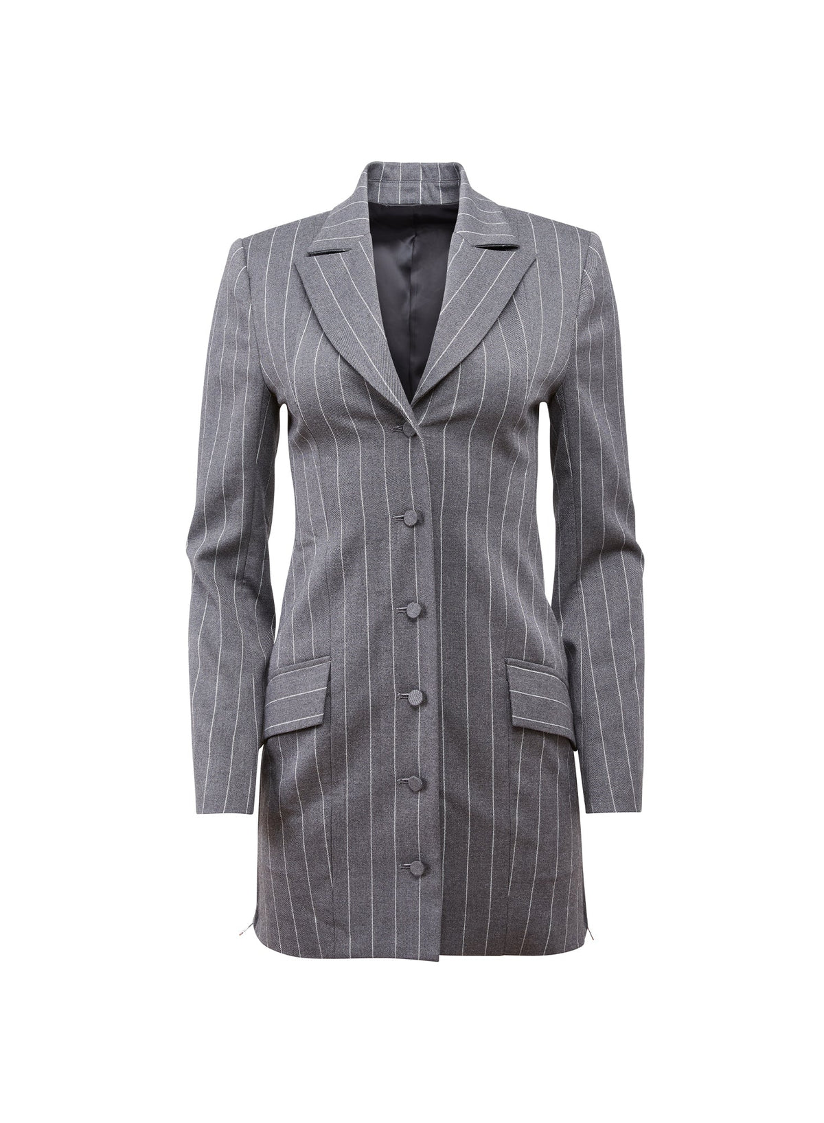 Dark Grey Pinstripe Maxwell Blazer Dress | Fleur du Mal