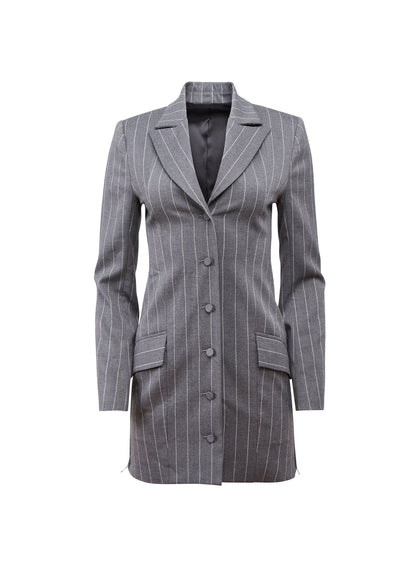 Dark Grey Pinstripe Maxwell Blazer Dress | Fleur du Mal