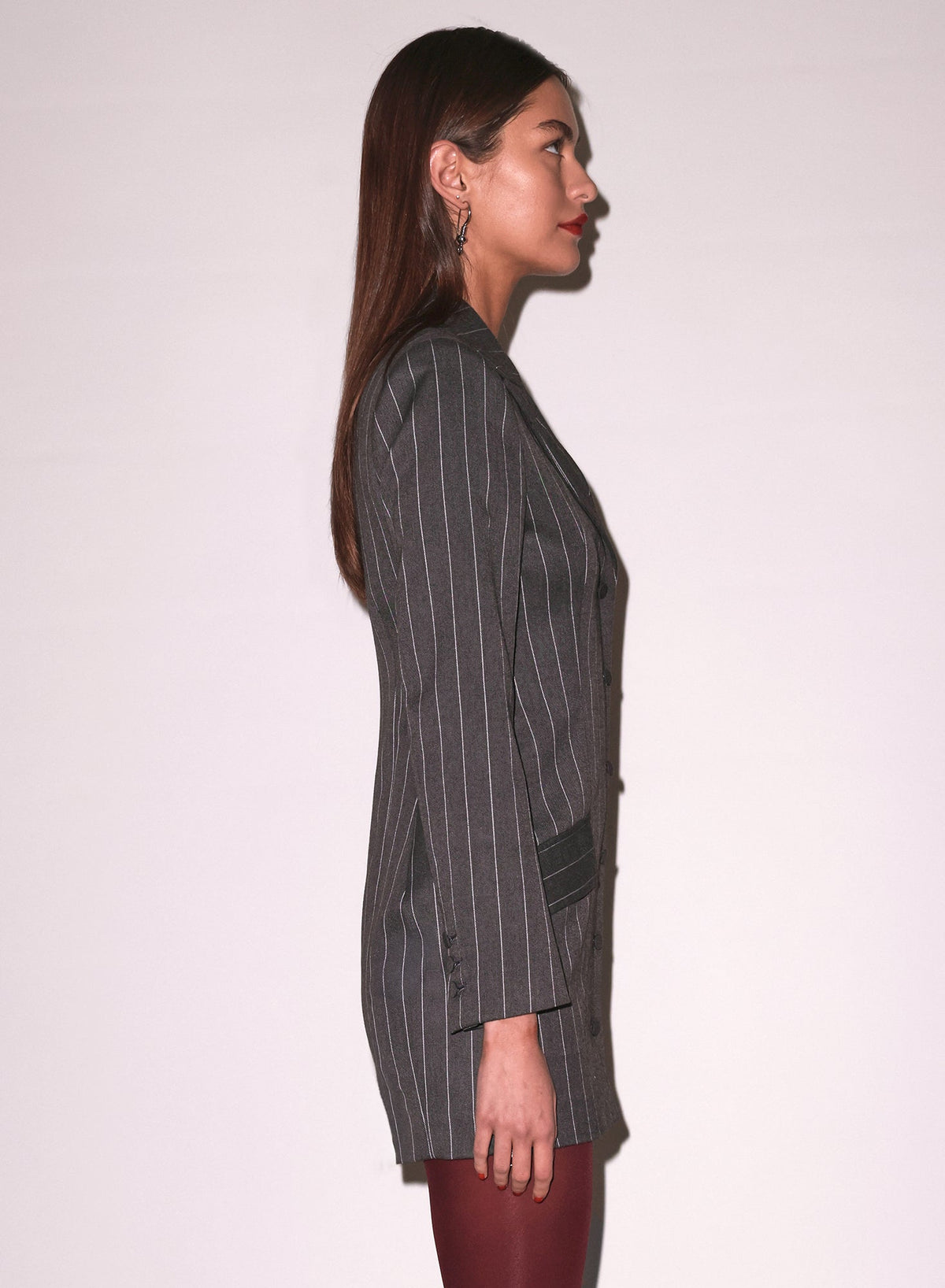 Dark Grey Pinstripe Maxwell Blazer Dress | Fleur du Mal