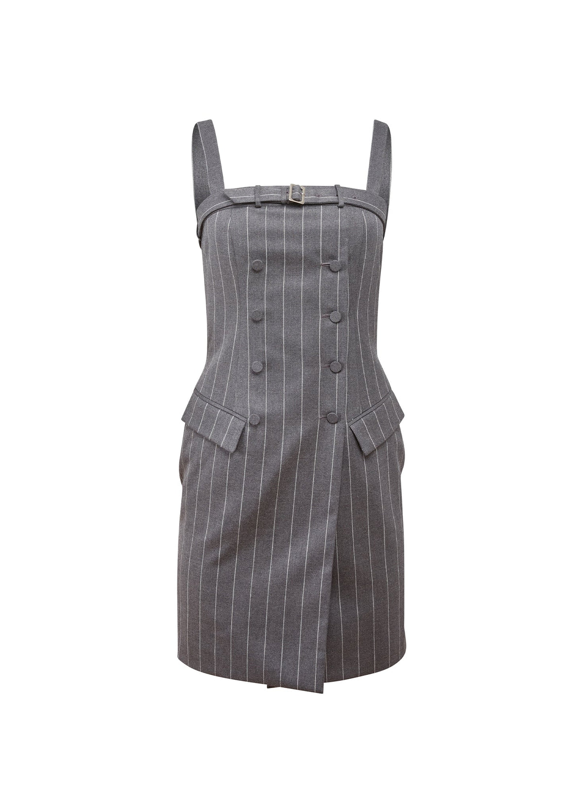 Dark Grey Pinstripe Maxwell Mini Dress | Fleur du Mal