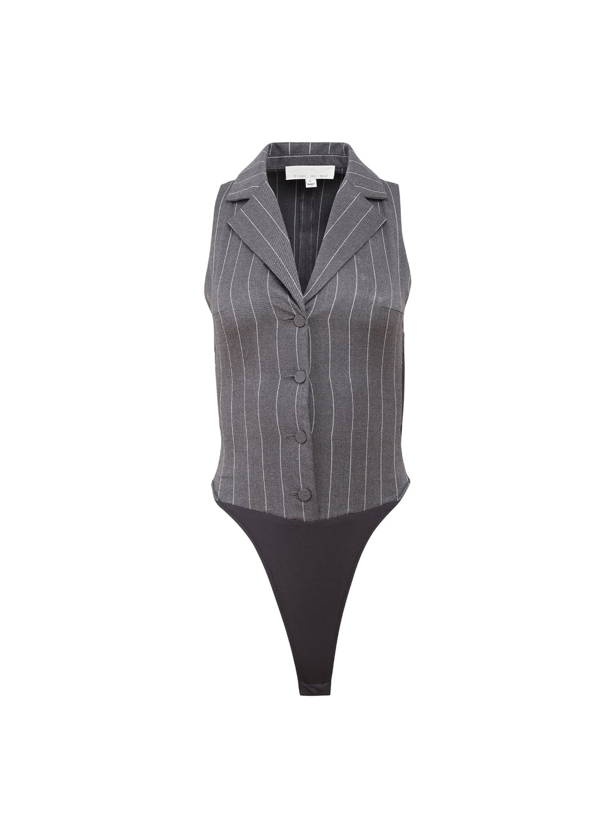 Dark Grey Pinstripe Maxwell Vest Bodysuit | Fleur du Mal