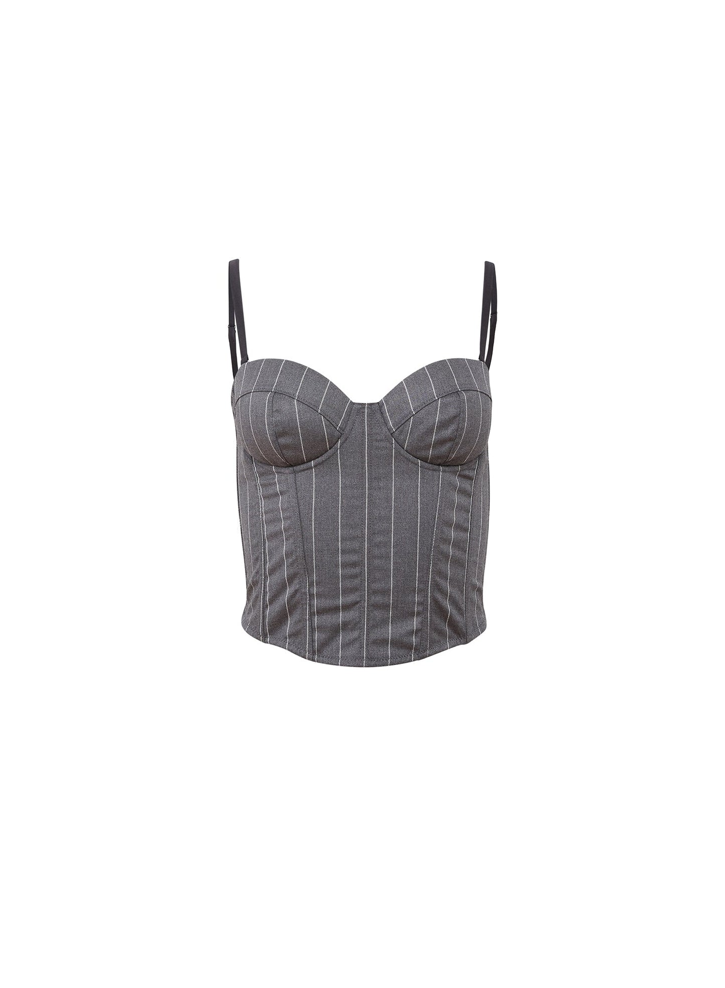 Dark Grey Pinstripe Maxwell Bustier | Fleur du Mal