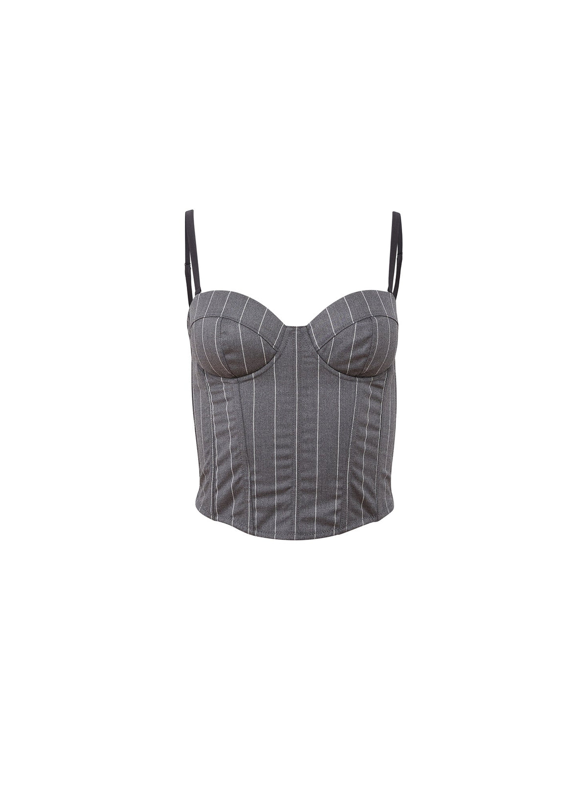 Dark Grey Pinstripe Maxwell Bustier | Fleur du Mal