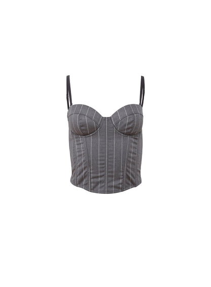 Dark Grey Pinstripe Maxwell Bustier | Fleur du Mal