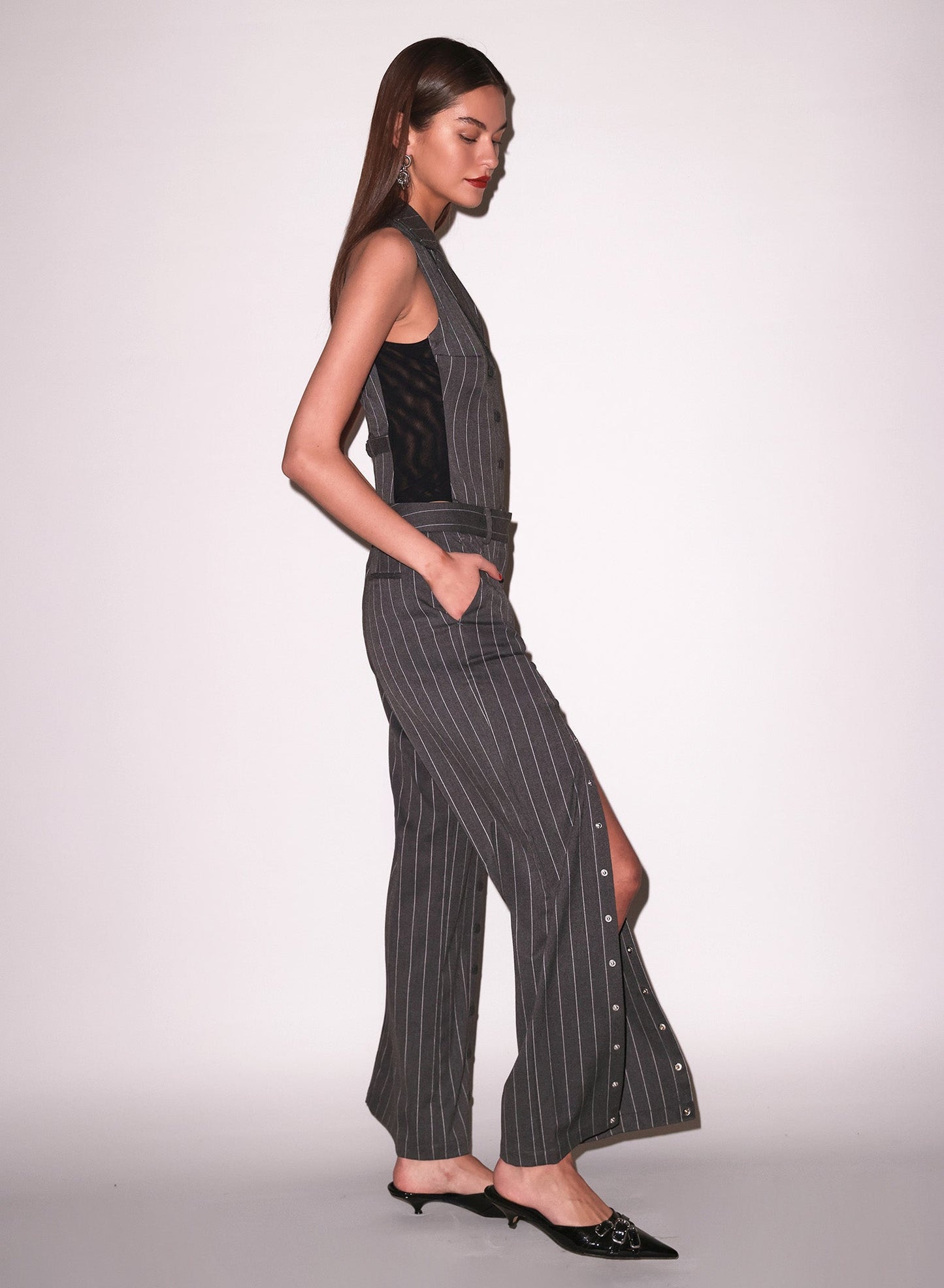 Dark Grey Pinstripe Maxwell Undo Me Pant | Fleur du Mal