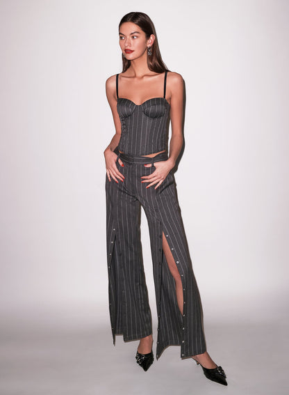 Dark Grey Pinstripe Maxwell Undo Me Pant | Fleur du Mal