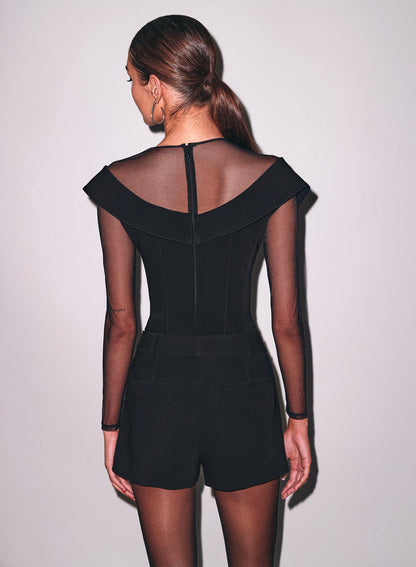 Black Cold Shoulder Tailored Bodysuit | Fleur du Mal