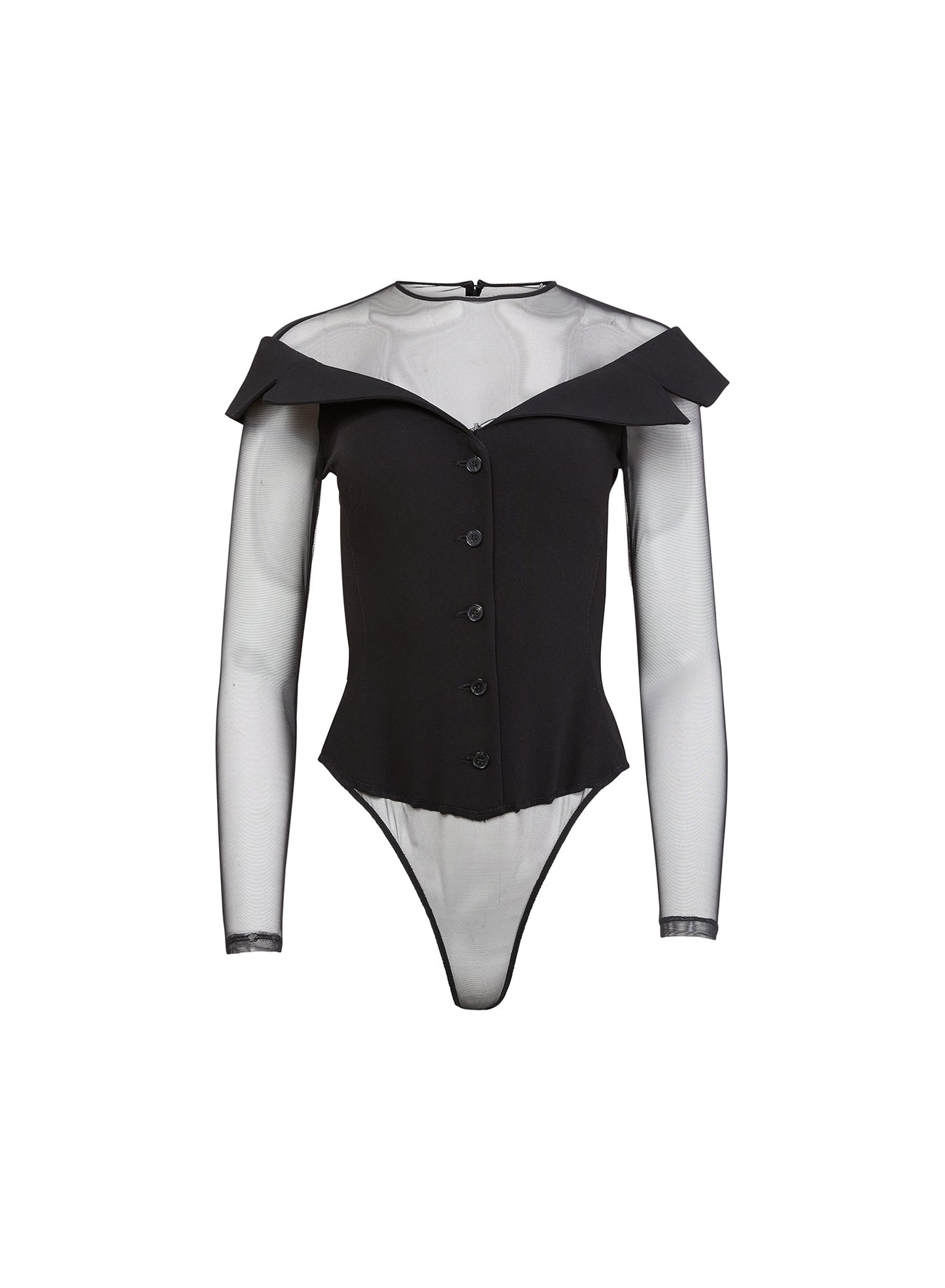 Black Cold Shoulder Tailored Bodysuit | Fleur du Mal