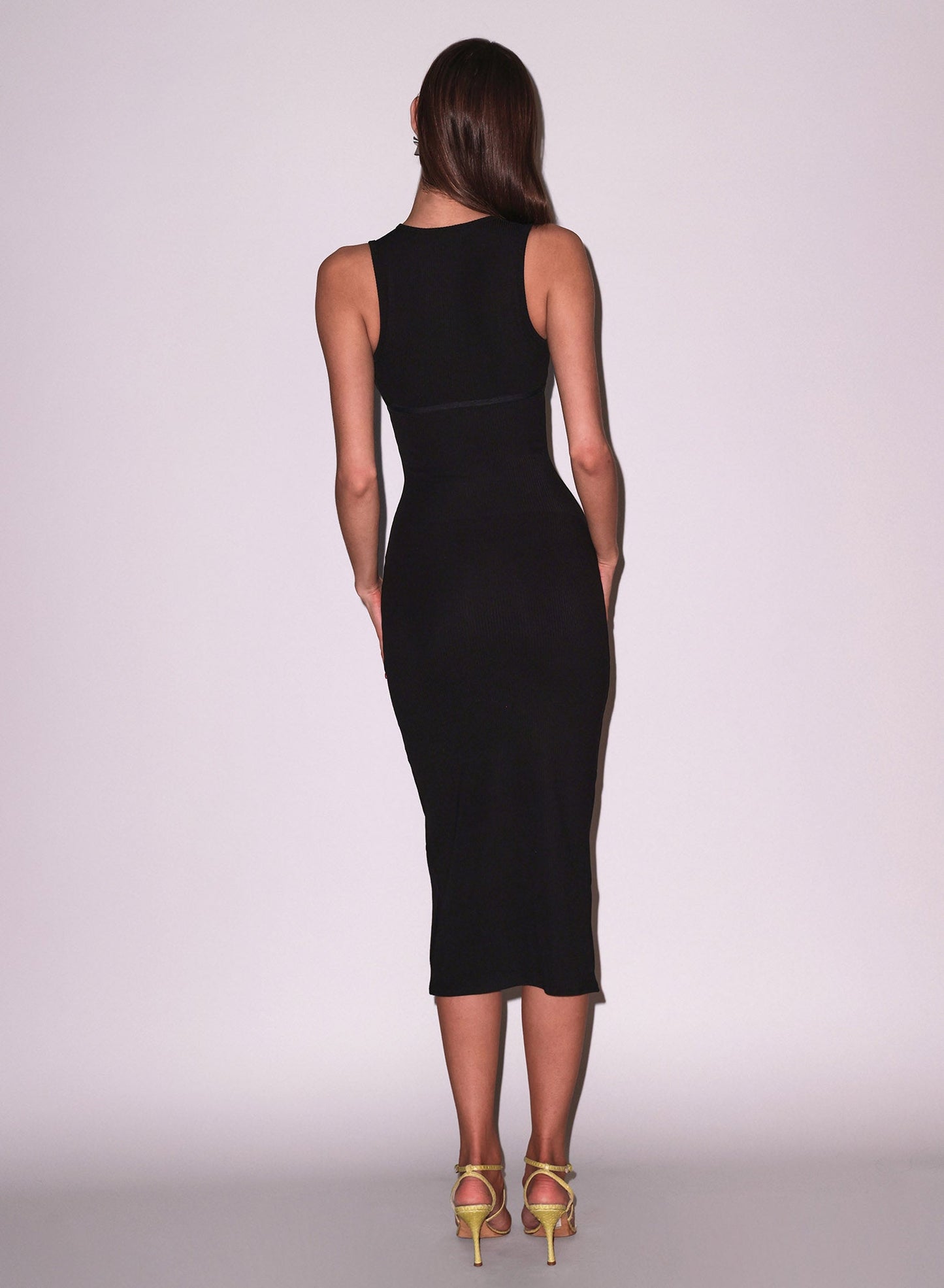 Black Hourglass Rib Midi Dress | Fleur du Mal